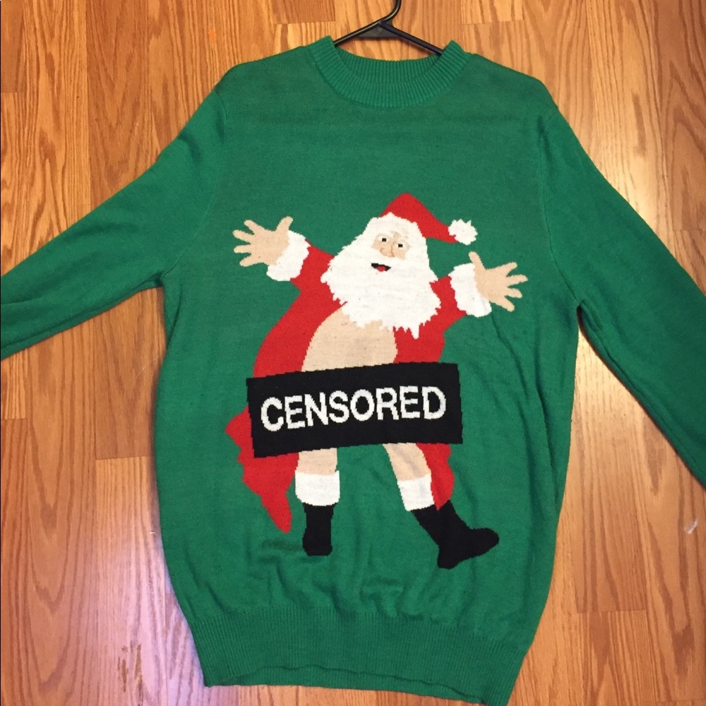 Censored Santa ugly sweater pullover